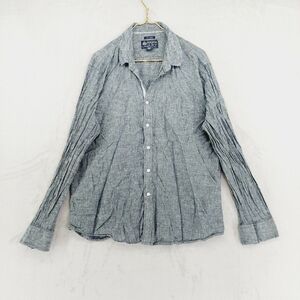 American Rag Gray Chambray Button-Up Shirt with Roll-Tab Sleeves P1724